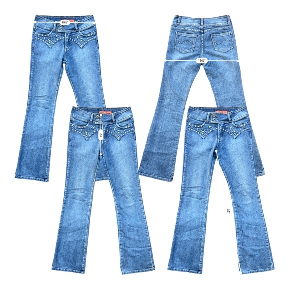 Y2K Vintage Bedazzled Mid Rise Boot Cut Flare Jeans - Picture 10 of 10